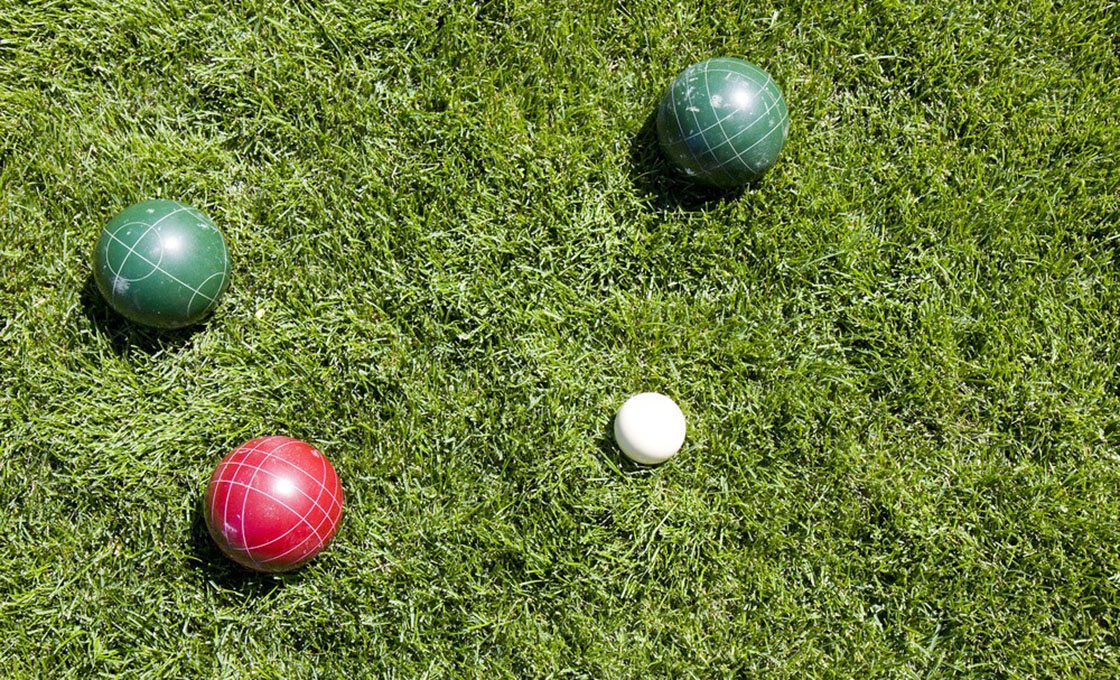 Close-up of bocce ball court synthetic turf