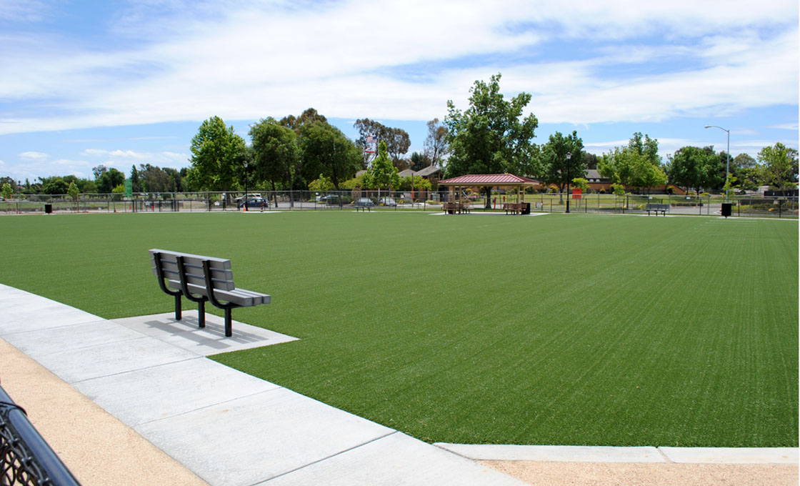 Artificial grass in public park and recreation area