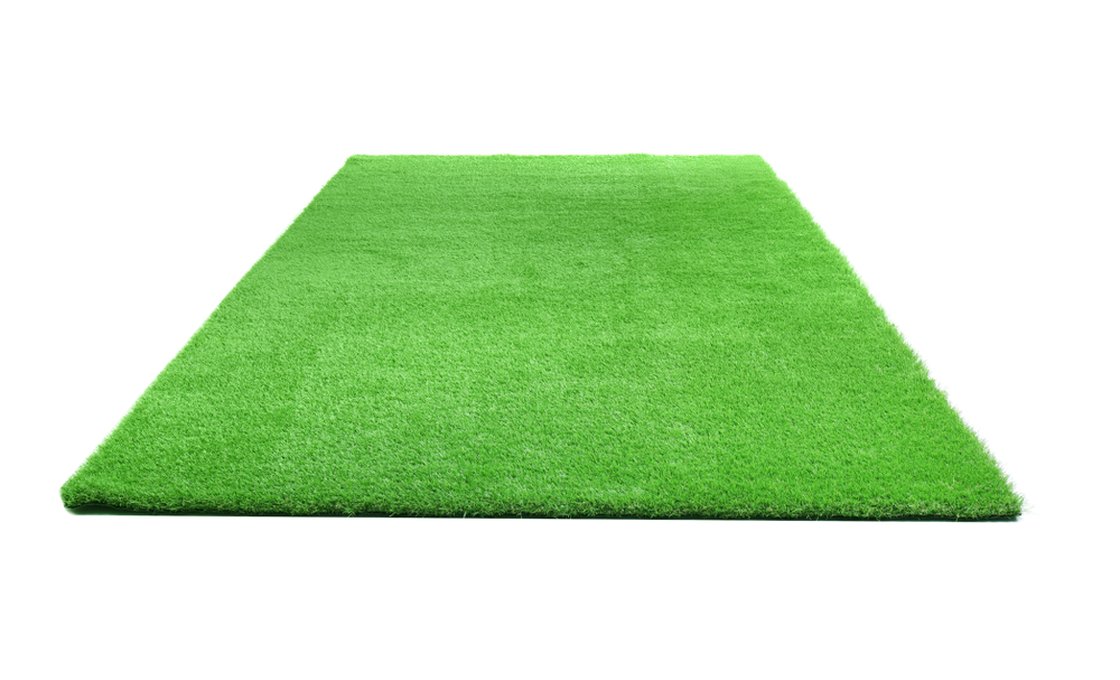 Rectangular artificial grass mat from a DIY putting green kit