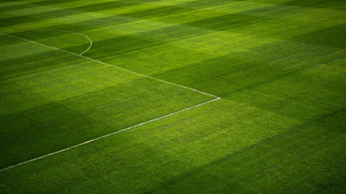 Football pitch long pile turf beside short pile putting green