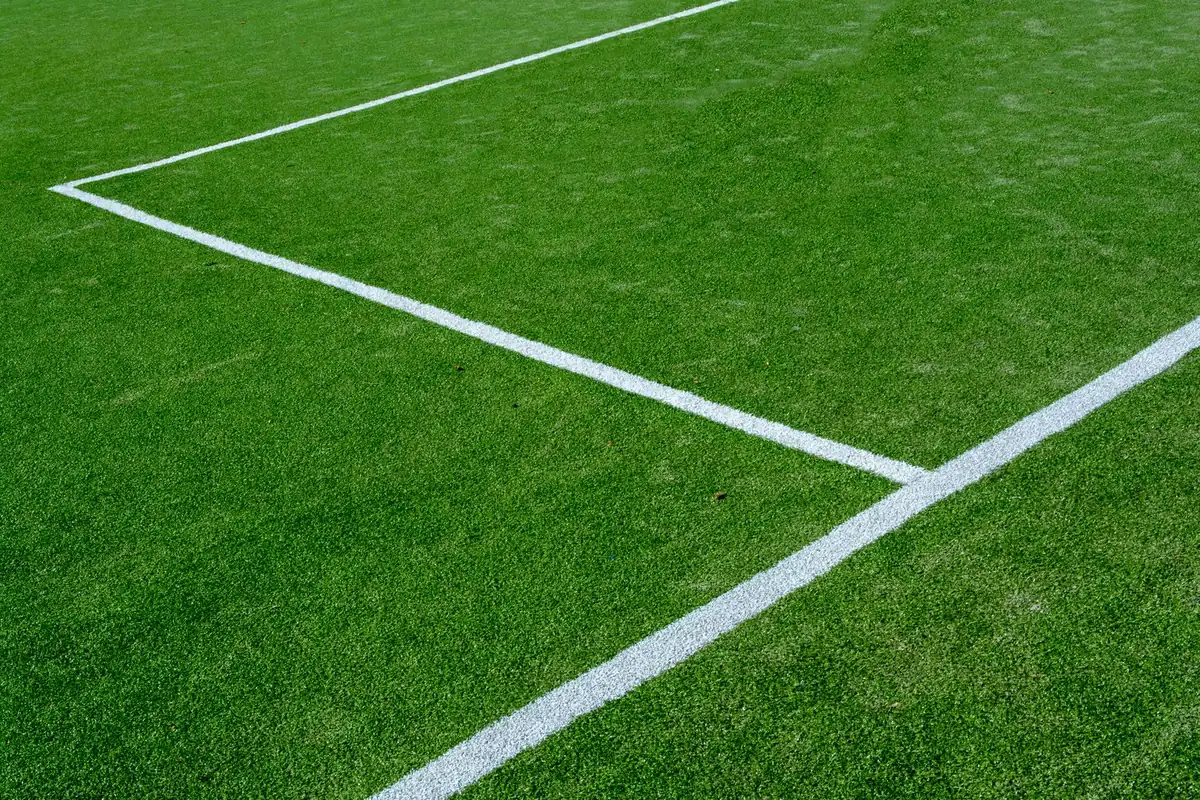 Crisp white marking lines on a green soccer field